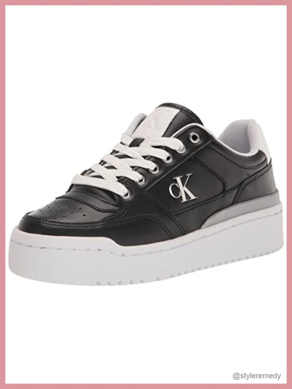 Faux Leather Platform Sneakers Lace Up Athletic Retro Inspired